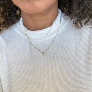 Gold Plated Stainless Steel Cubic Zirconia Pendant Necklace